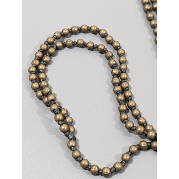 Retro Faux Turquoise Cross Y Drop Necklace Bronze Tone Bead Long Layering 30 in - Picture 5 of 7